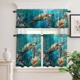 thumbnail image 3 of Kitchen Window Curtains Valance and Tier Set, Underwater Turtle Coral Starfish Flower Rod Pocket Tier Curtain Valance Set, Summer Sea Water Light Filtering Cafe Curtains for Bedroom Living Room, 3 of 9