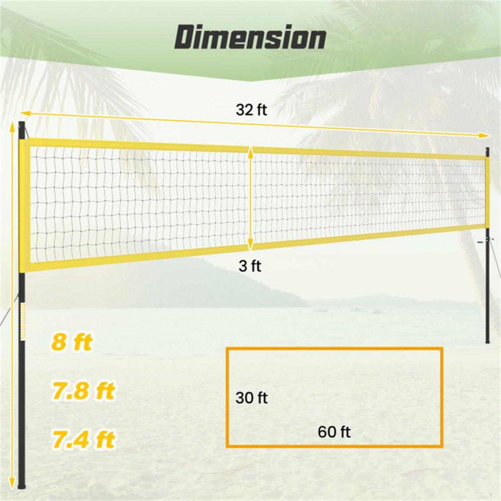 Professional Volleyball Net for Backyard, Anti-Sag Winch System, 3 Adjustable Height, Heavy Duty Portable Volleyball Net with Ball and Carry Bag, Yellow