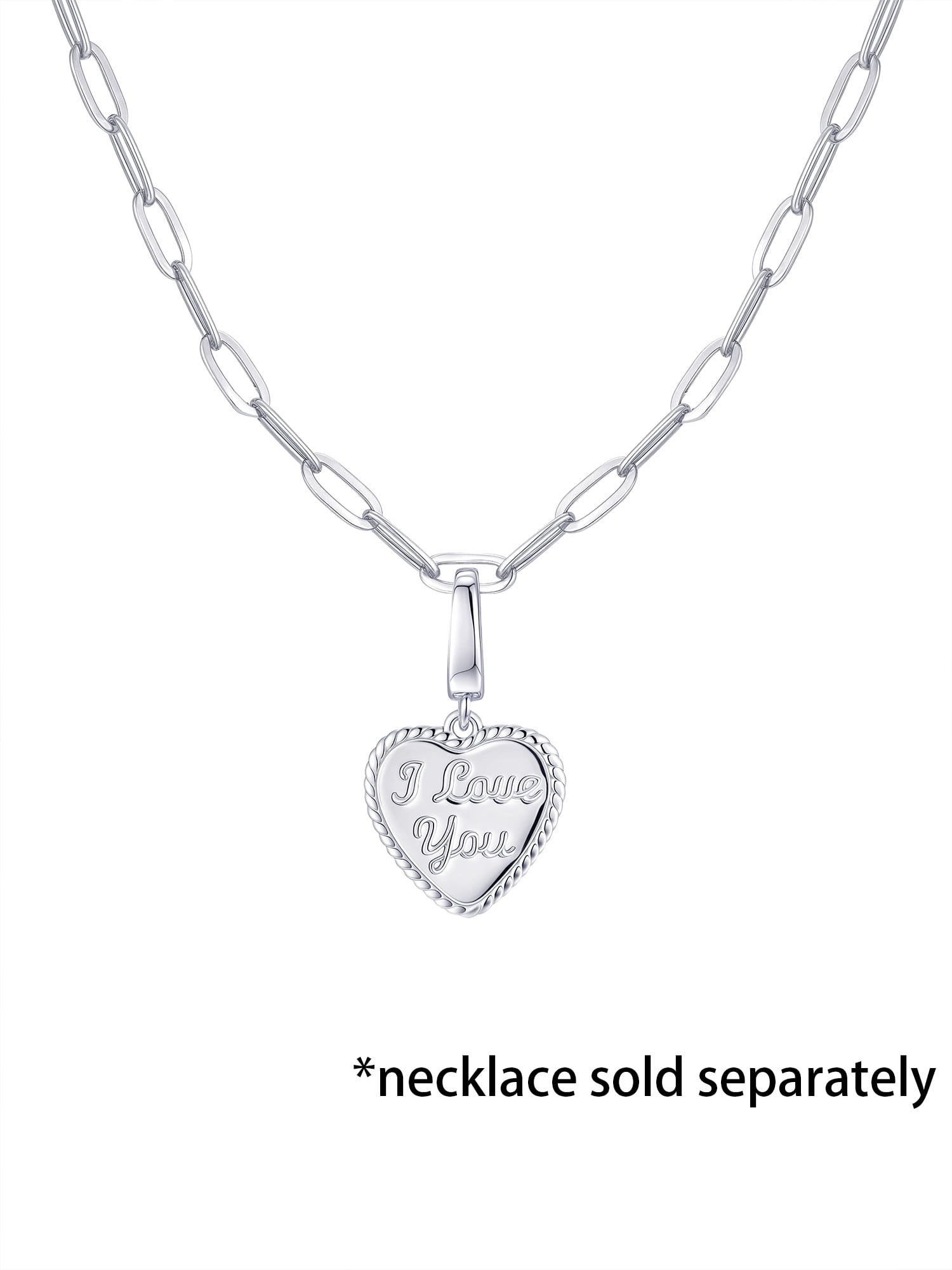Brilliance Fine Jewelry I Love You Charm Heart in Sterling Silver