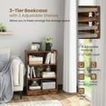 thumbnail image 4 of Topbuy 3-Tier Bookcase Open Bookshelf Cube Storage Organizer Floor Standing Display Bookcase with Adjustable Shelves Rustic Brown, 4 of 9