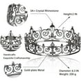 thumbnail image 4 of Coronas de rey doradas para hombres y mujeres, corona de príncipe real de metal y tiaras para cumpleaños, fiesta de graduación, disfraz, 4 of 6