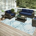 thumbnail image 2 of Yuma Indoor/Outdoor Blue Distressed Trellis 3' x 5' Non-Skid Area Rug, 2 of 8