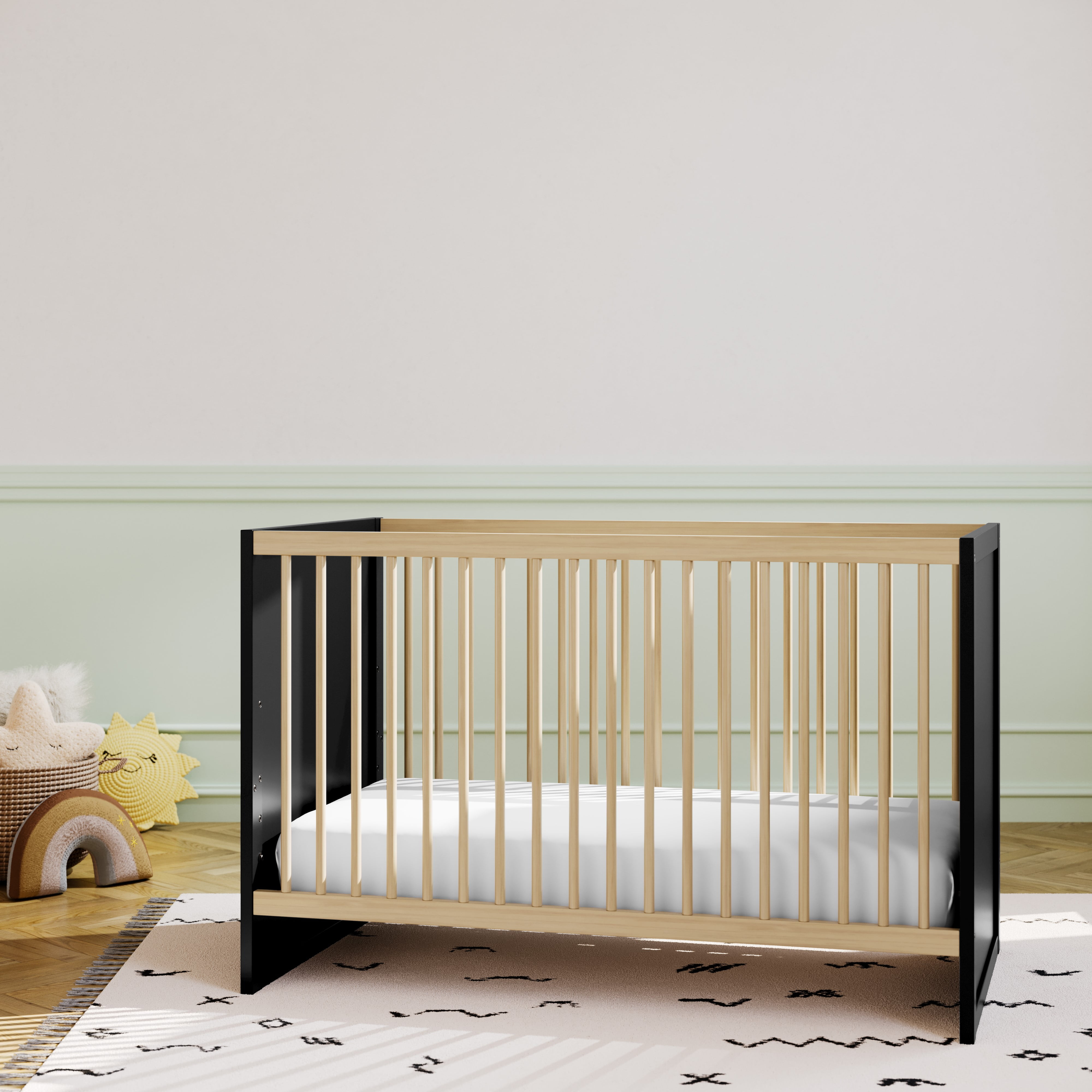 Storkcraft Calabasas 3-in-1 Convertible Baby Crib, Black with Driftwood