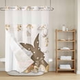 thumbnail image 6 of No Hook Shower Curtain with Snap in Liner, Easter Bunny Eggs Floral Leaves Waterproof Fabric Bathroom Curtain Mesh Top Window, Vintage on Letter Back Shower Curtains 60x72in, 6 of 9