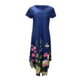 thumbnail image 4 of SMihono Robe d'Été Grande Taille pour Femmes 2023 Décontractée Ample avec Poches à Manches Courtes Imprimée à Col Rond Longueur Cheville, 4 of 6