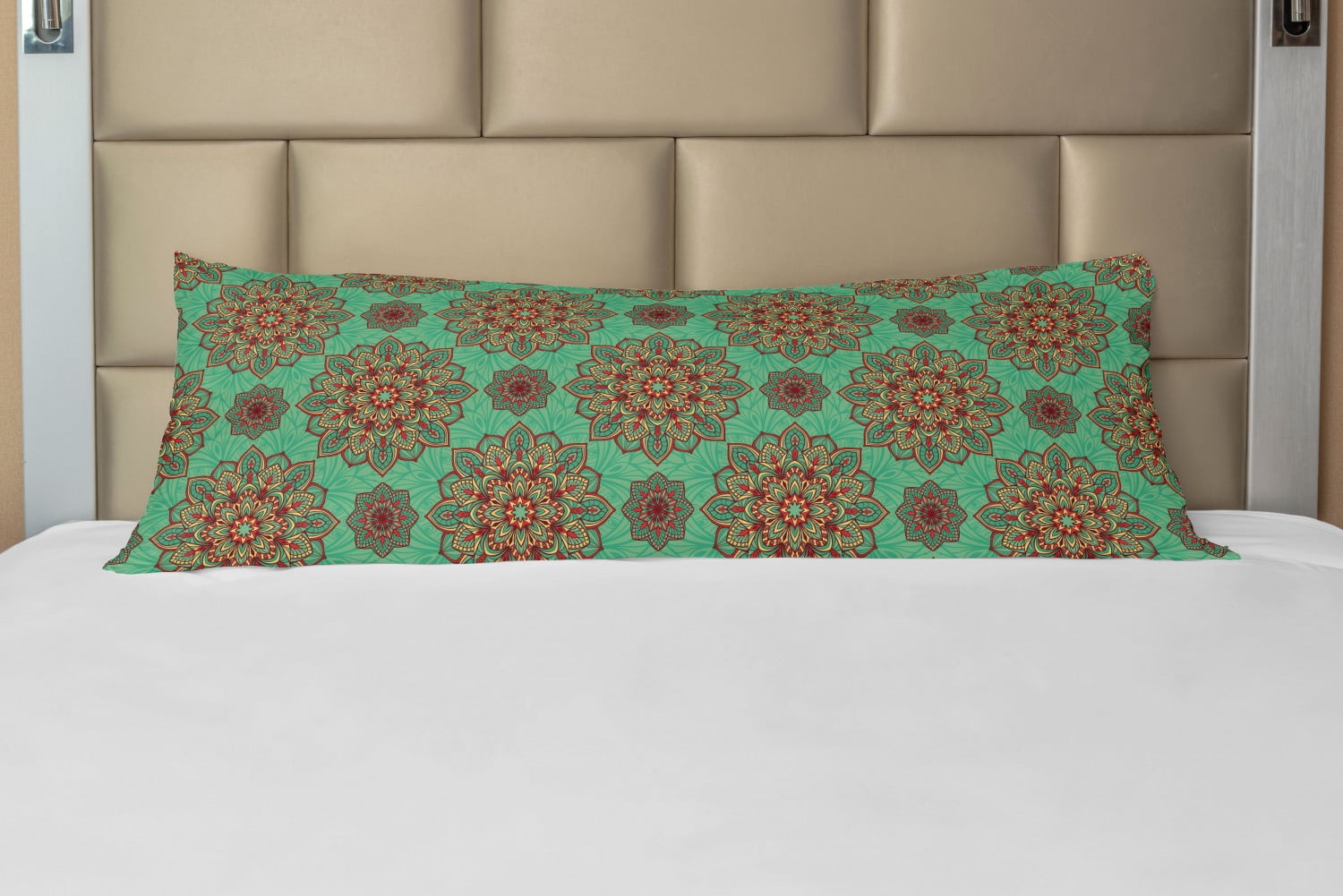 Turquoise Body Pillow Case Cover with Zipper, Eastern Oriental Pattern
