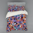 thumbnail image 2 of Colorful Duvet Cover Set, Style Geometrical Tile Design with Graphic Squares and Triangle Shapes, Bedding Set with Shams and Fitted Sheet, 3 Sizes, by Ambesonne, 2 of 3