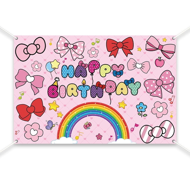 Lazo kawaii rosa para decoración de fiesta, feliz cumpleaños
