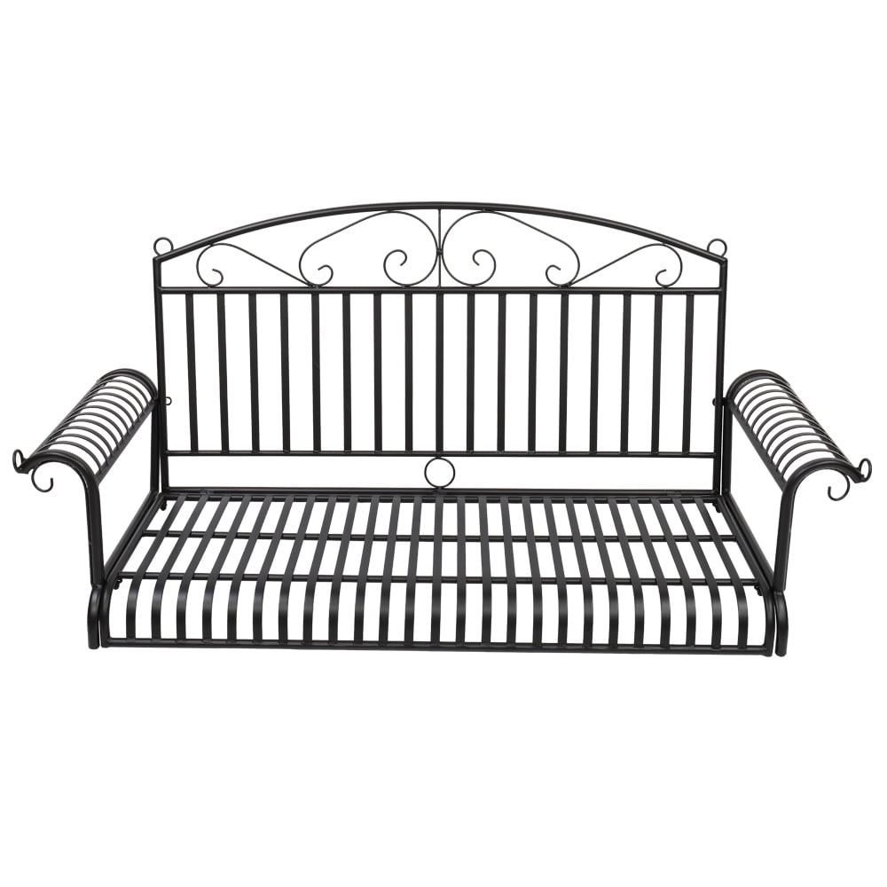 Lowestbest Classic Porch Swing, Metal Double Swing Chair with Curved Armrests for Gardens & Yards, Black(Not included Swing frame) Lowestbest Classic Porch Swing, Metal Double Swing Chair with Curved Armrests for Gardens & Yards, Black(Not included Swing frame)