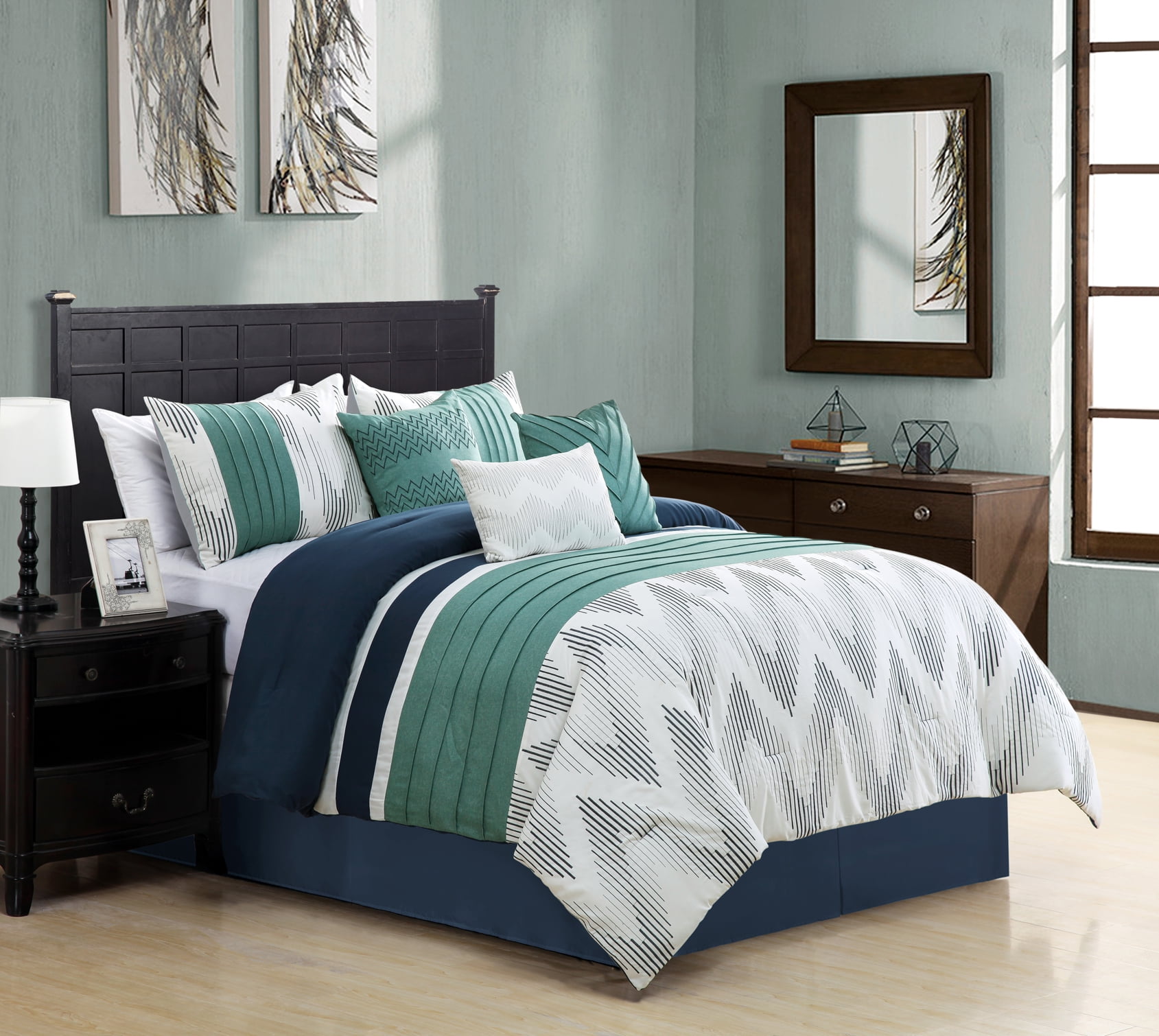 Kendra emborideried 7 piece comforter set