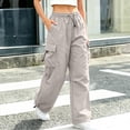 thumbnail image 4 of Mifsaly Women's Cargo Pants High Waisted Parachute Pants Lightweight Relaxed Fit Baggy Athletic Joggers with Pockets for Outdoor Camping and Streetwear Beige,S, 4 of 7