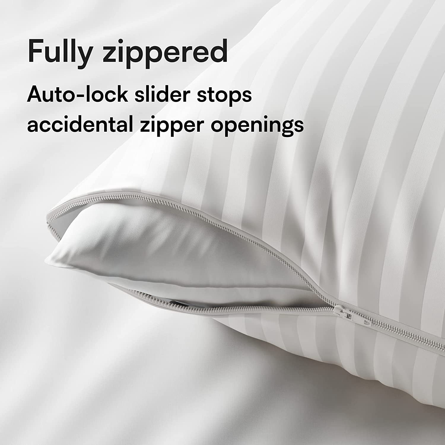Set of 4 Pillow Protectors with Zipper Standard Size - 100% Resistant to Stains, Dust & Dirt - Washable Covers for Increased Pillow Lifespan