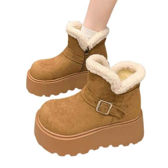 Daznico Winter Boots for Women,Winter Boots Platform Sole Lined Ankle Booties Cold Weather Comfort Footwear,Shoes for Winter,Size:7.5