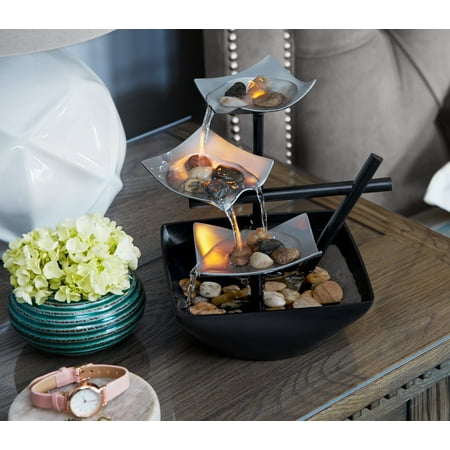 Homedics Envirascape Silver Springs Indoor Water Fountain  with Natural River Rocks  Soothing Nature Sounds  Zen Relaxation