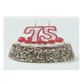 thumbnail image 1 of 75th Birthday Cutting Board, Number Candles on a Delicious Cake with Cherries Happiness Theme, Decorative Tempered Glass Cutting and Serving Board, Large Size, Multicolor, by Ambesonne, 1 of 1