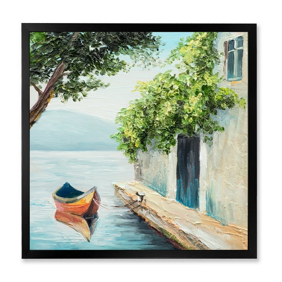 Designart 'A Beautiful Summer Day With Gondola In Venice' Nautical & Coastal Framed Art Print