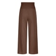thumbnail image 5 of SELONE Gym Pants Women Wide Leg Brown Plus Size Lounge Pants Cotton Linen Wide Leg Elastic Waist Full Length Trouser Loose Casual Long Beach Pants Solid Lightweight L Tall Breathable Summer Clothes, 5 of 6