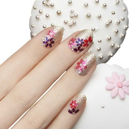 - 50 Sheet 3D Mix Color Floral Design Nail Art Stickers Decals Manicure Beautiful Fashion Accessories Decoration