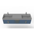 thumbnail image 5 of Amazon 72" Blue Wood Floating Vanity with Gray Top and Gold Trim, 5 of 10