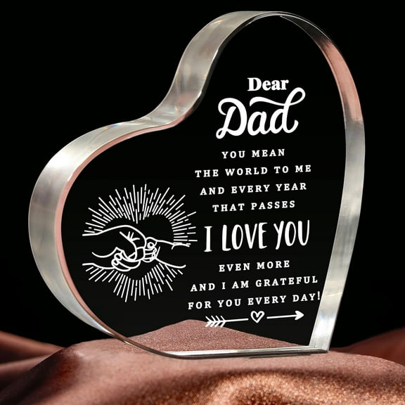 Acrylic Heart Plaque: Thoughtful Fathers Day Gift for Dad from Family - Perfect Thanksgiving and Birthday Present, 3.9 x 3.9 inch
