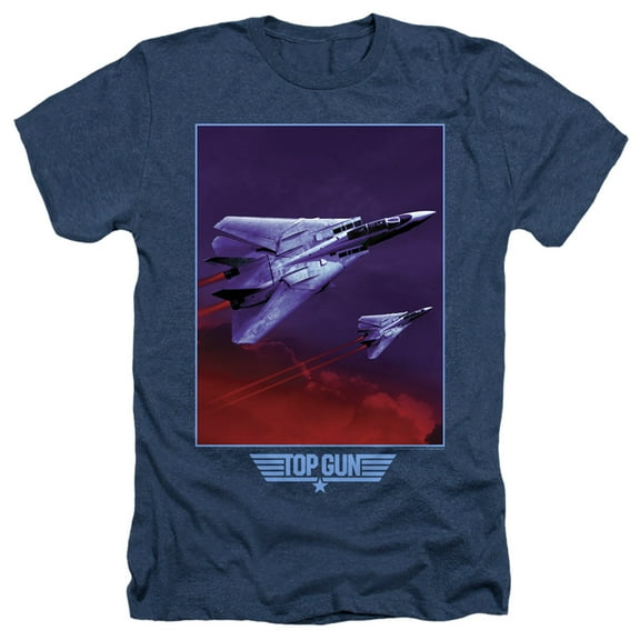 Top Gun Clouds Unisex Adult Heather T Shirt for Men and Women, Navy, X-Large