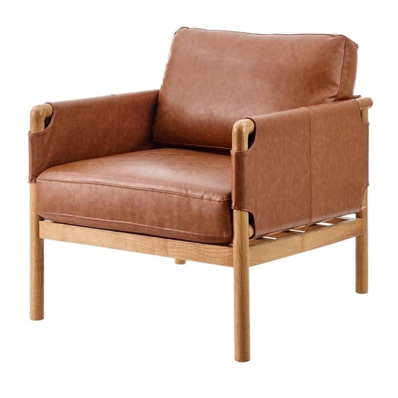 New Pacific Direct Barclay PU Accent Arm Chair in Vintage Cider