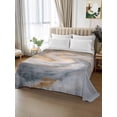 thumbnail image 2 of Yellow Grey Ombre Queen Size Flat Sheet, Wrinkleproof & Fadeproof Cooling Flat Bed Sheet Only, Modern Marble Ink Painting Abstract Breathable Soft Bedding Top Sheets 90 x 102 Inches, 2 of 8