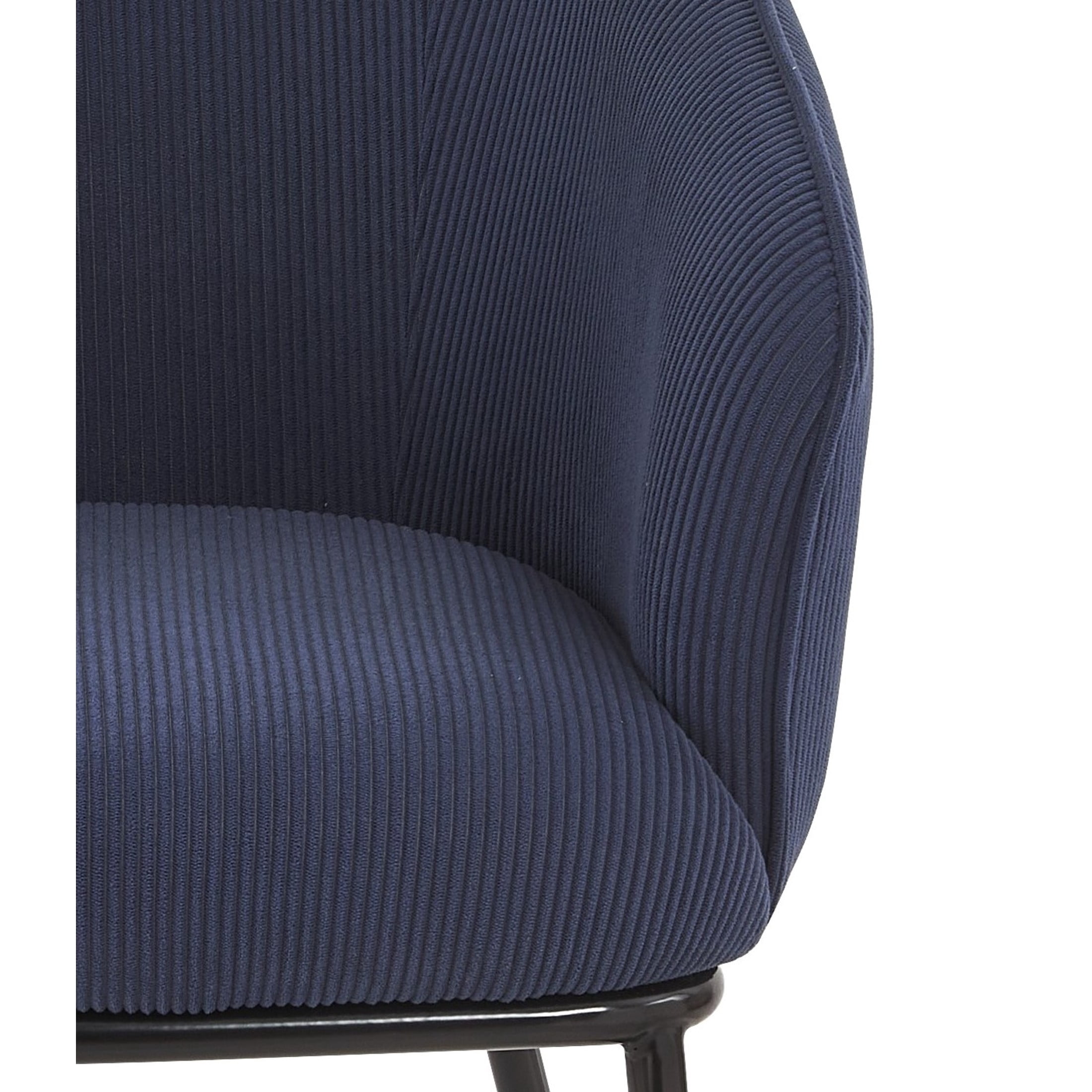 GDF Studio Mid-Century Modern Barrel Accent Chair with Corduroy Upholstery & Metal Legs, Dark Blue