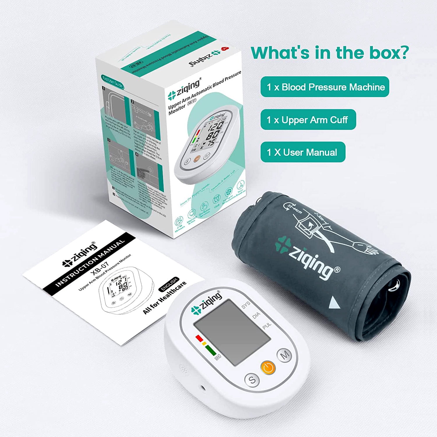 Upper Arm Blood Pressure Monitor, 2×99 Memory, Adjustable Cuff, Irregular Heartbeat Detector, Home BP Machine