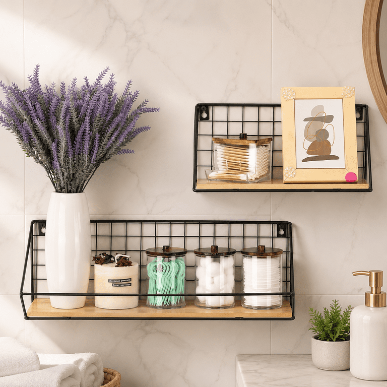 HBlife 4-Pack Bathroom Storage Jars With Wood Lids photo 4
