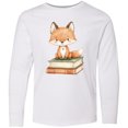 thumbnail image 3 of Inktastic Fox and Books Long Sleeve Youth T-Shirt, 3 of 5