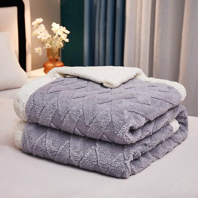 Cozy throw, soft and dreamlike texture, very warm in winter, ideal as a sofa blanket and bedspread, great gift (geometric shape, gray, 150 x 200 cm)