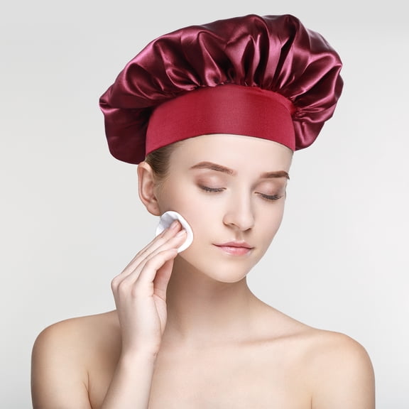 RODSHAKE Satin Wide Band Sleep Bonnet Soft Comfortable Chemo Hair Cover in Dark Red