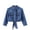 Blue, variant on Women Cropped Tie Hem Denim Shirt Jacket Point Collar Roll Tab Sleeve Casual Knot Front Jean Shacket Blue S