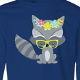 thumbnail image 4 of Inktastic Hipster Raccoon, Raccoon With Glasses, Flowers Long Sleeve Youth T-Shirt, 4 of 5
