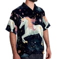 thumbnail image 2 of Starry Unicorn Men's Hawaiian Poplin Casual Printed Button Down Short Summer Beach Shirts, Unisex, 2 of 6