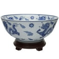 thumbnail image 2 of 14" Dragon Blue & White Porcelain Bowl, 2 of 6