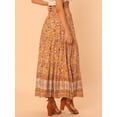 thumbnail image 3 of Falda floral Allegra K Boho Borlas Cintura elástica Casual Maxi Naranja XS, 3 of 5