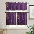 thumbnail image 2 of Purple Starry Sky Kitchen Curtains and Valances Set, Galaxy Star Rod Pocket Window Valance 18 Inch Fantasy Romantic Window Curtain Panels for Living Room Bedroom Laundry, 27.5x36in, 3 Pieces, 2 of 6