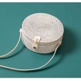 thumbnail image 2 of Bolso de ratán redondo hecho a mano para mujer, bolso de paja tejido a mano, bolso de playa de verano, bolso de hombro, bolso cruzado blanco, 2 of 4