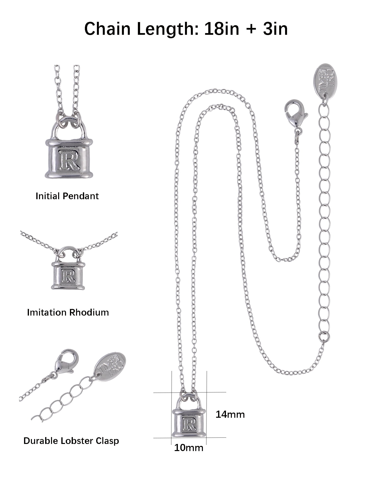 Time and Tru Silvertone Padlock Initial "R" Necklace