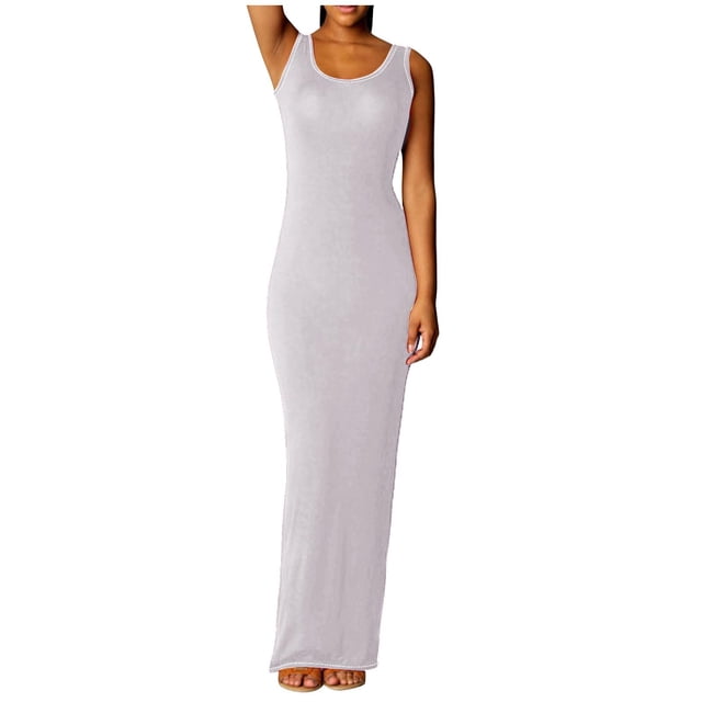 Birdeem Robes pour Femmes Robe Longue Élégante Aguichant Sans Manches Couleur Unie Mode