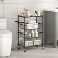 thumbnail image 3 of 4-Tier Heavy-Duty Metal Kitchen Storage Cart – Removable Wire Baskets, Handlebar, Locking Wheels, 110 lbs Capacity, Rolling Utility Organizer for Kitchen, Garage, Office, or Laundry, Black, 3 of 7