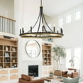 thumbnail image 2 of ACROMA  12-light 40In Modern Farmhouse Large Empire Chandelier Aged Zinc & Satin Brass Satin, Matte Adjustable, Over 60 Inches N/A, 2 of 5