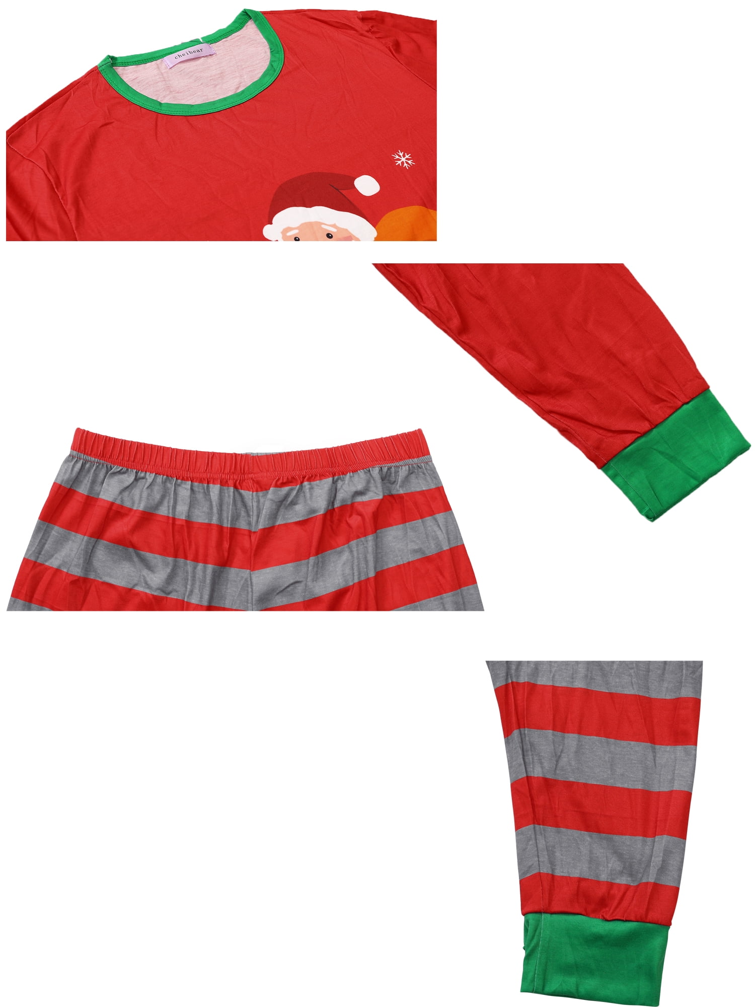 Unique Bargains Womens 2 Pcs Christmas Family Matching Pajama Set Striped Party Sleepwear XL Dad's Red