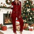 thumbnail image 2 of Christmas Pjs for Family Satin Pajamas Long Sleeve Button down Sleepwaear Holiday Mommy and Me Christmas Pajamas Womens Matching Christmas Pajamas, 2 of 7