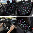 thumbnail image 2 of Yuyamidu Hippie Bat Car Seat Covers Full Set of 13 Halloween Steering Wheel Cover Armrest Box Mat Seatbelt Pad Coasters Keychain Lipstick Sleeve Pouch Auto Interior Sets, 2 of 6