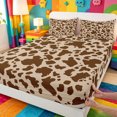 thumbnail image 4 of meiyoeat Brown Cow Print Bed Sheets For Boys,Rustic Farmhouse Full Size Sheets,4-Piece,1 Flat Sheet,1 Fitted Sheet and 2 Pillowcases, 4 of 6