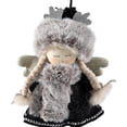thumbnail image 5 of Northlight Plush Winter Angel Girl Hanging Christmas Ornament - 8.5" - Gray and Black, 5 of 8