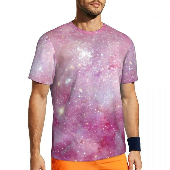 T Shirt For Men Starry Space Gym T-Shirt Summer Watercolor Stars Galaxy Vintage Popular Tee Shirt Fo